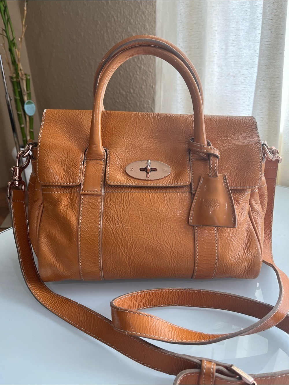 MULBERRY GOLDEN MUSTARD WRINKLED PAYENT LEATHER SMALL BAYSWATER SATCHEL